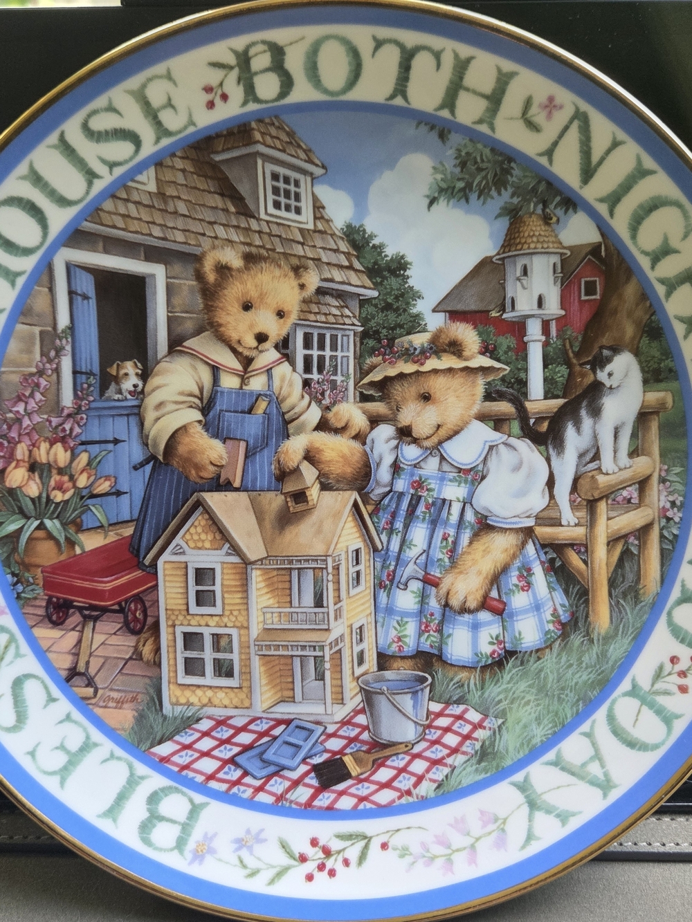 Royal Doulton Bless This House Decorative Plate in White and Black Lettering